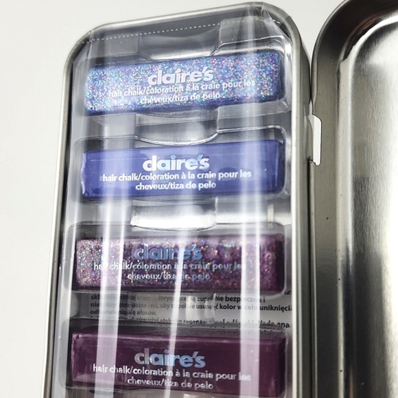 ⭐️3/ $30⭐️ Claire's Glitter Hair Chalk 7 Colours Tin Pack - Picture 2 of 9